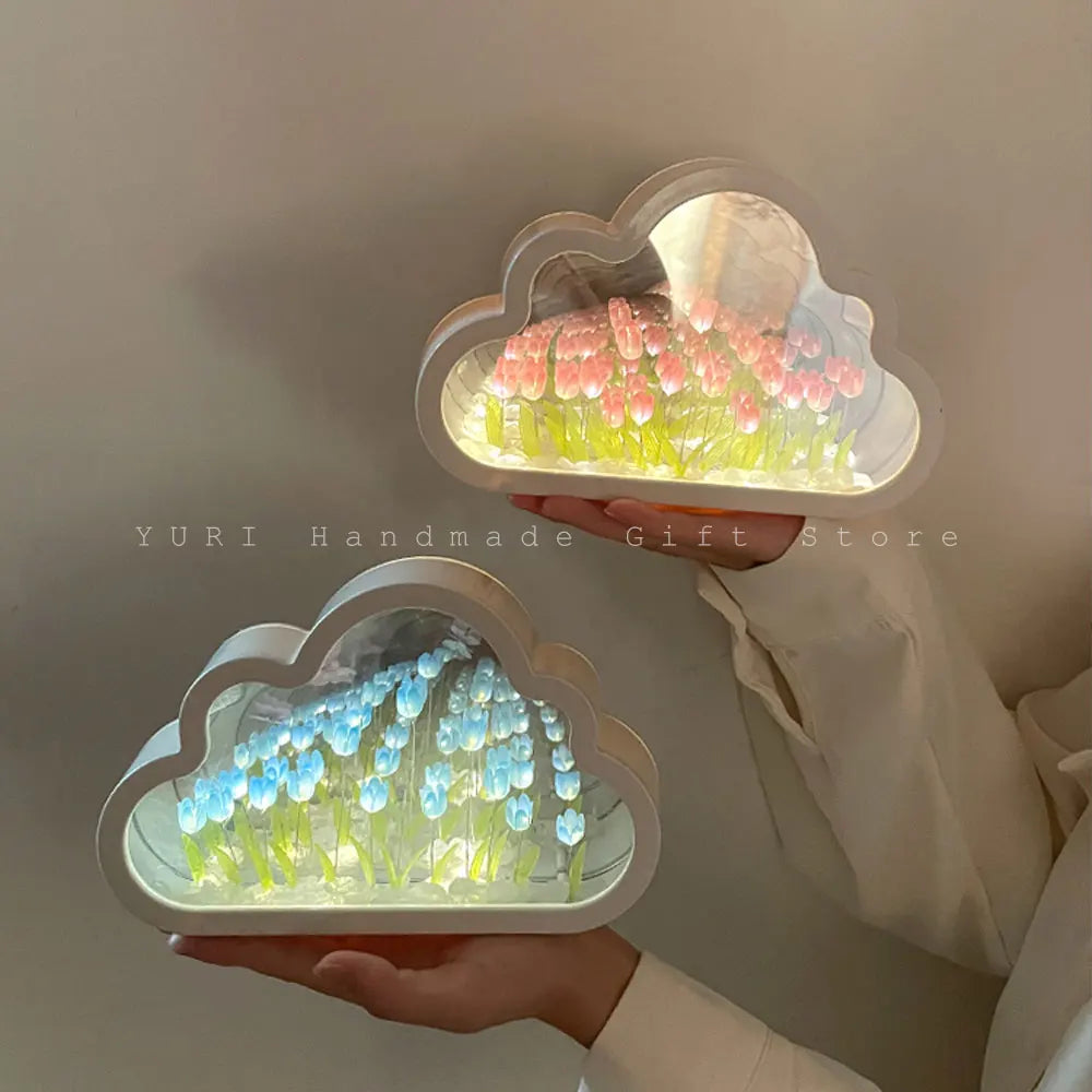 Tulip Night Light Handmade DIY Flower Home Decor Atmosphere Lamp